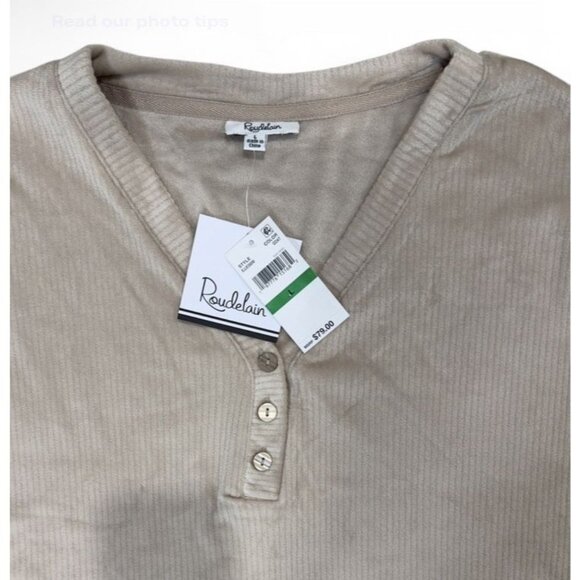 Roudelain Long Sleeve Ribbed Velour Pajama Set Goat Size L Soft Cozy - Picture 5 of 5